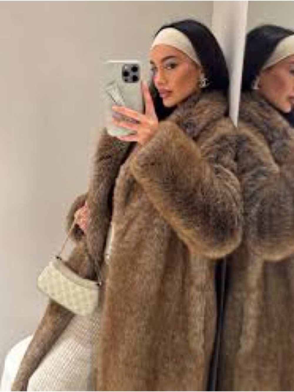 Zara Women's Teddy Coat in Brown Faux Fur